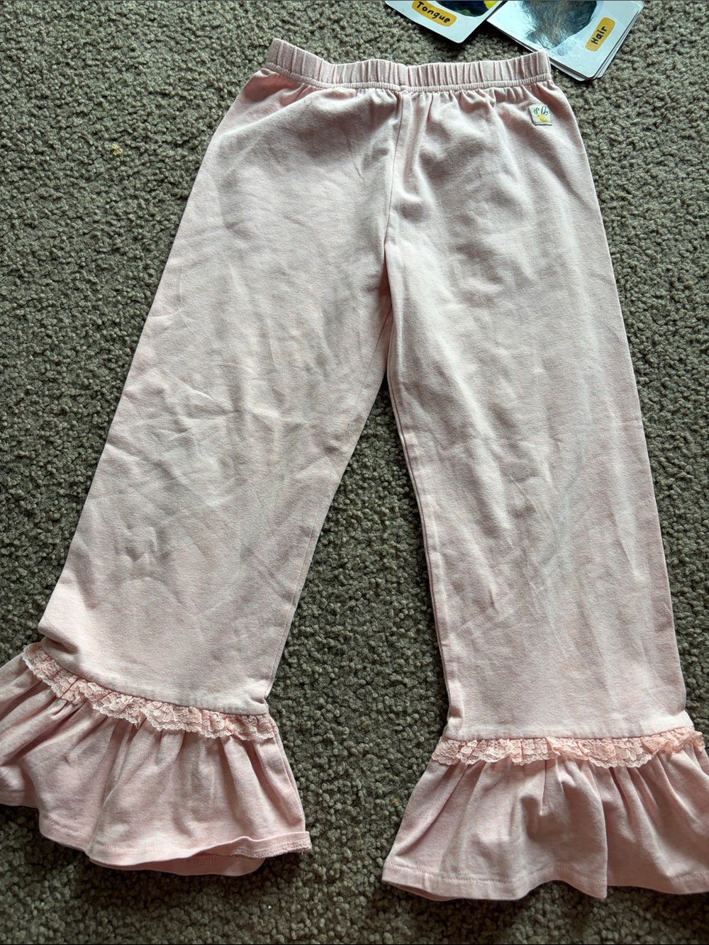 B51 Wild Flowers 6Y Girls Pink Ruffle Hem Pants
